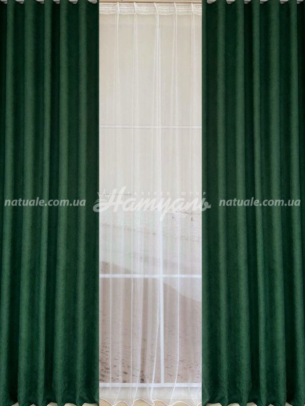 Шторы на метраж микровелюр Лофт зеленые