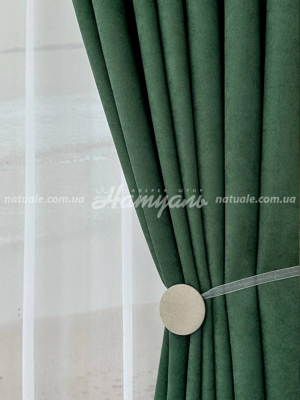 Шторы на метраж микровелюр Лофт зеленые