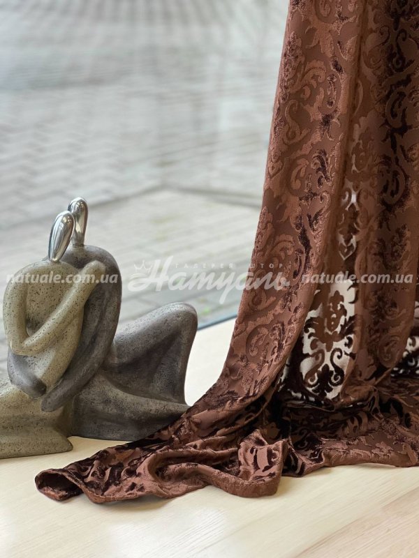 Шторы на метраж бархат Бонди Дамаск шоколадный трюфель