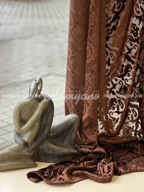 Шторы на метраж бархат Бонди Дамаск шоколадный трюфель