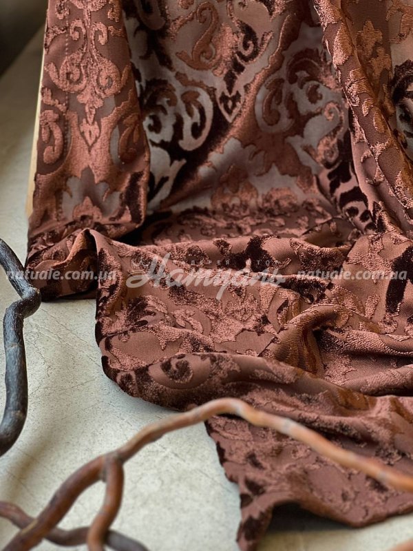 Шторы на метраж бархат Бонди Дамаск шоколадный трюфель