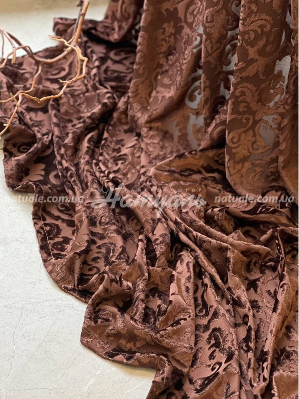 Шторы на метраж бархат Бонди Дамаск шоколадный трюфель