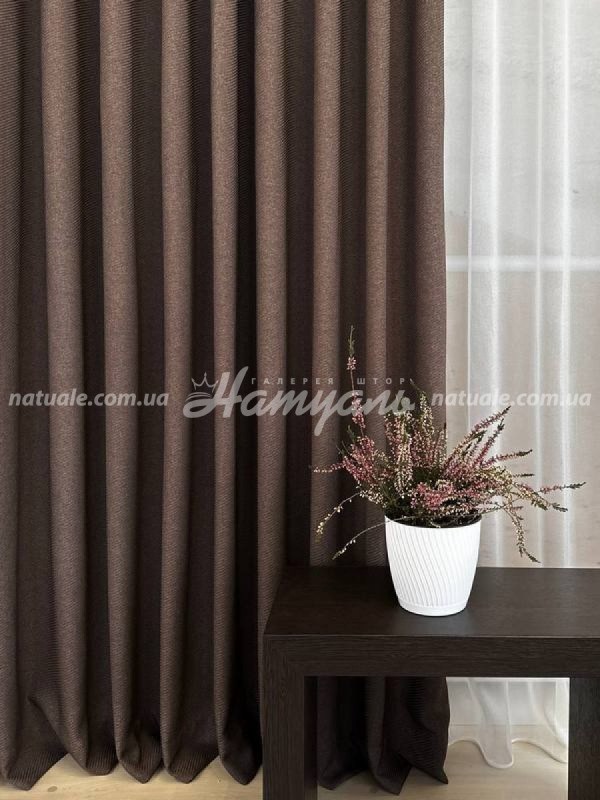 Шторы на метраж меланж Люксембург молочный шоколад
