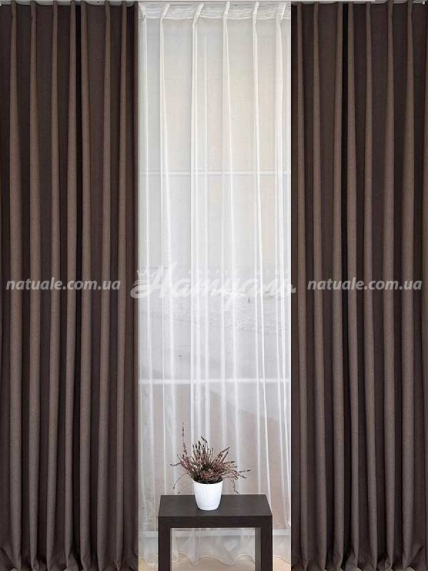 Шторы на метраж меланж Люксембург молочный шоколад