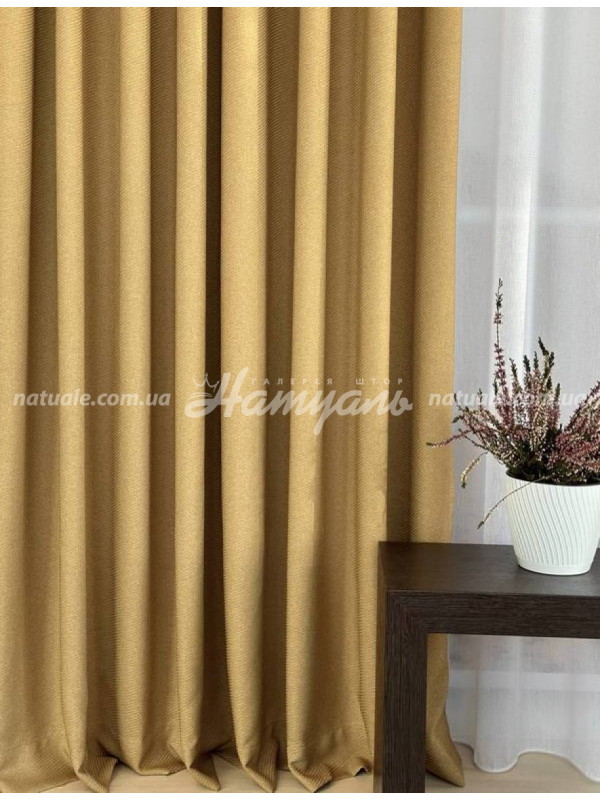 Шторы на метраж меланж Люксембург горчичные