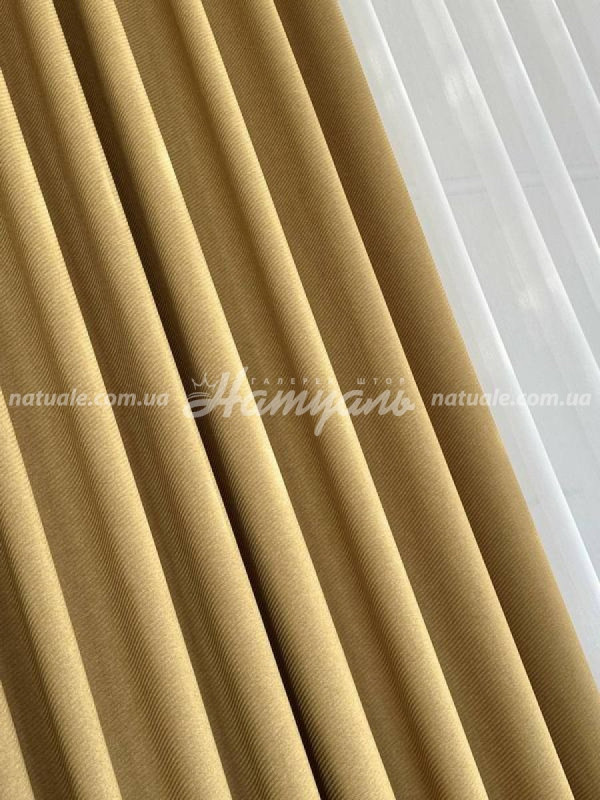 Шторы на метраж меланж Люксембург горчичные