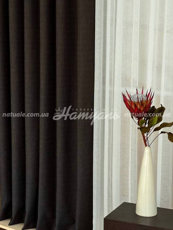 Штора на метраж Лен Сиетл антрацит
