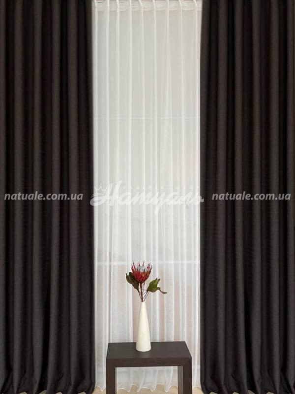 Штора на метраж Лен Сиетл антрацит