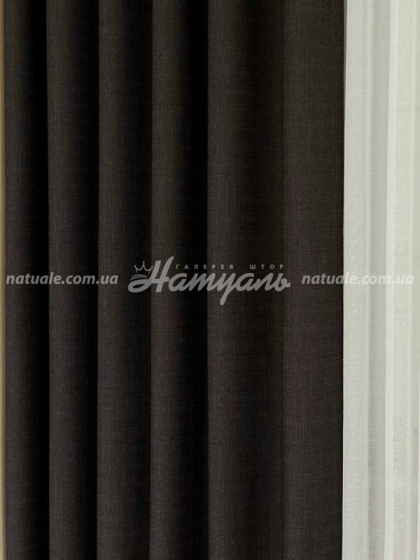 Штора на метраж Лен Сиетл антрацит