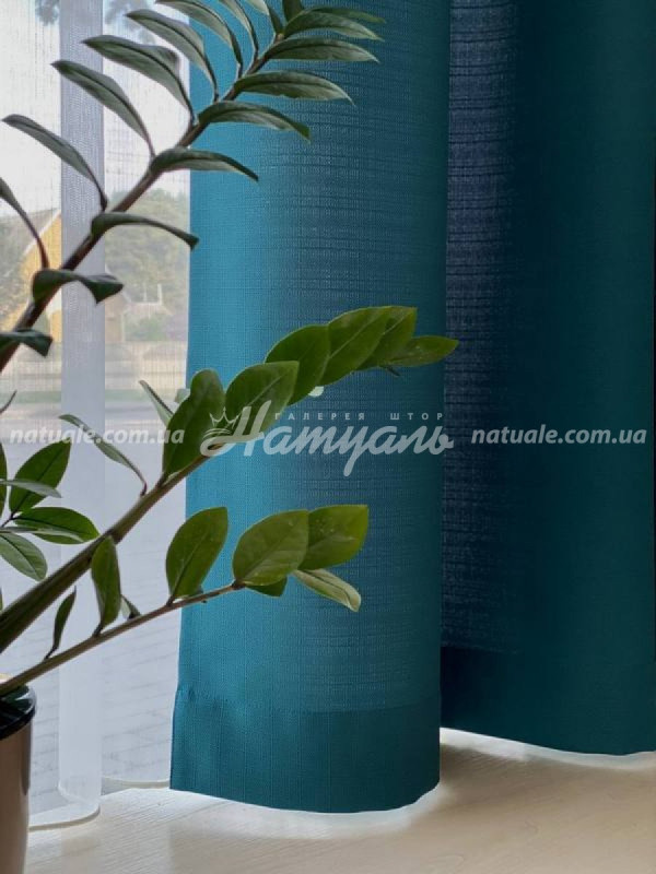 Шторы на метраж лен Сиетл изумрудные