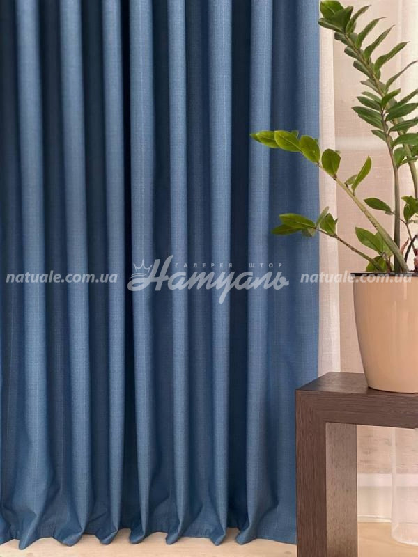 Шторы на метраж Лен Непал синие