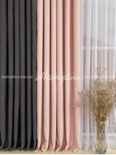 Комплект штор Микровелюр Твин графит+светлорозовый