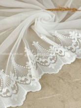 Тюль бамбук вышитый Диана молочный