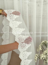 Тюль бамбук вышитый Кармин молочный