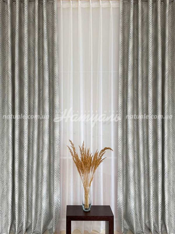 Шторы на метраж жаккард тисненый Монтана овсяный+графит