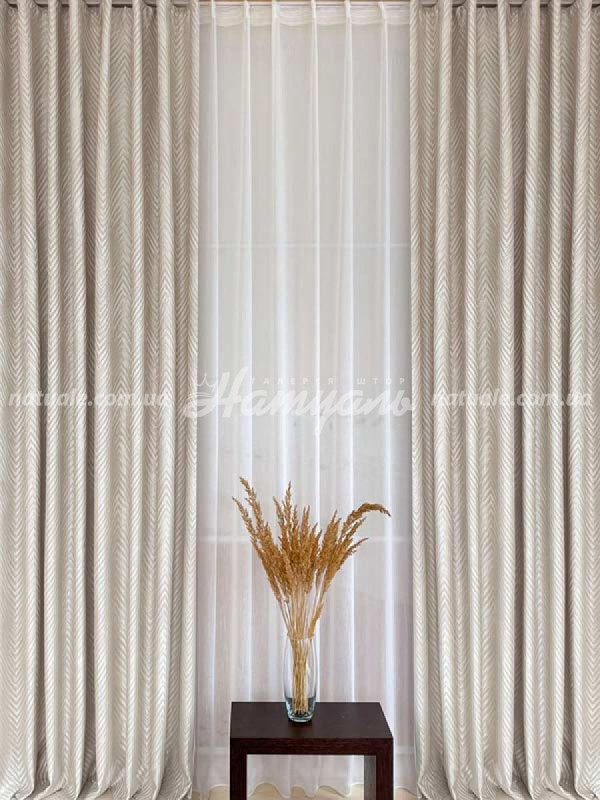 Шторы на метраж жаккард тисненый Монтана бежевые