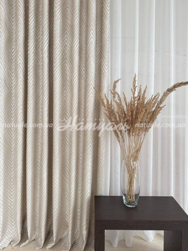 Шторы на метраж жаккард тисненый Монтана бежевые