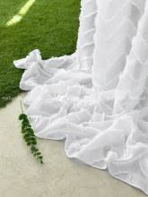 Тюль лен с вышивкой Куба белый