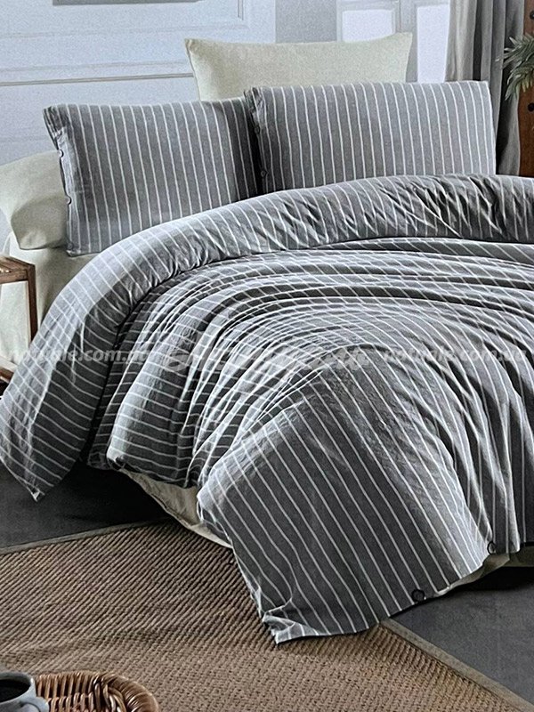 Постельный комплект полуторный ARIA-Yarn Dyed Alyssa хлопок 160х220см серый