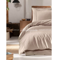 Постельный комплект полуторный ARYA Natural Stone Washed хлопок 160х220см крем