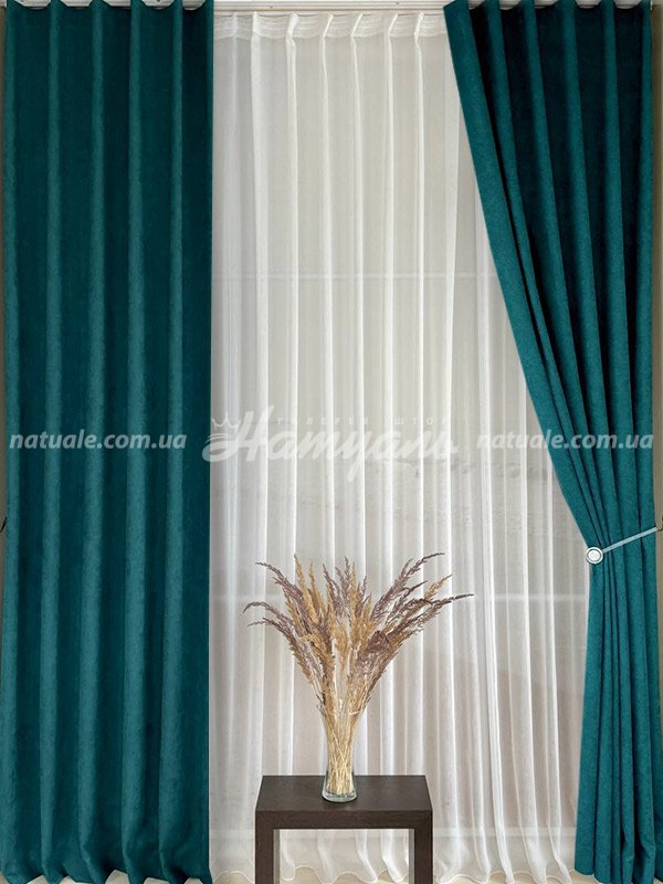 Шторы на метраж микровелюр Лофт аквамарин