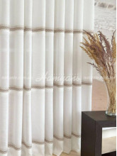 Тюль лен вышитый Устына молочный+какао