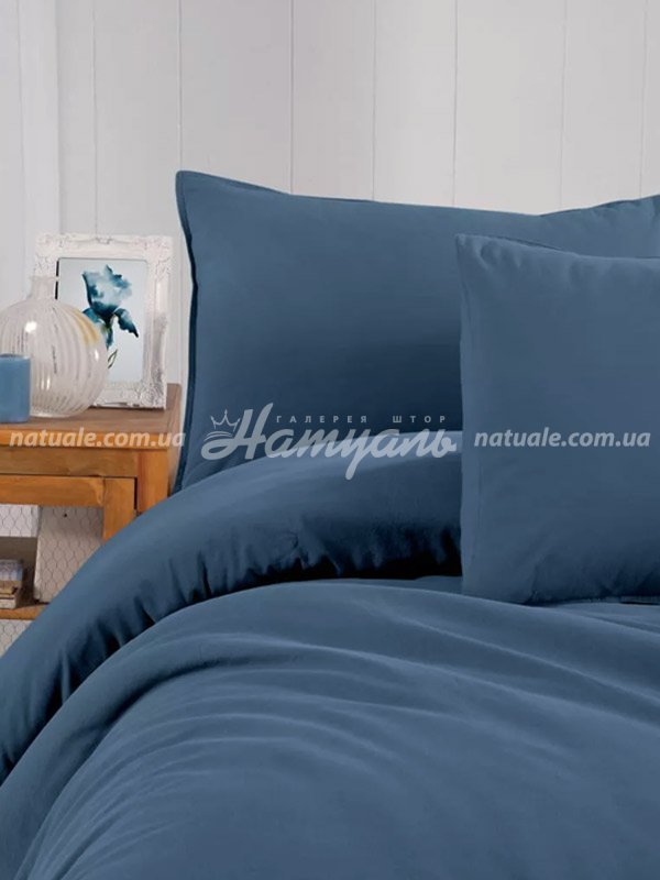 Постельный комплект полуторный ARYA Natural Stone Washed хлопок 160х220см изумруд