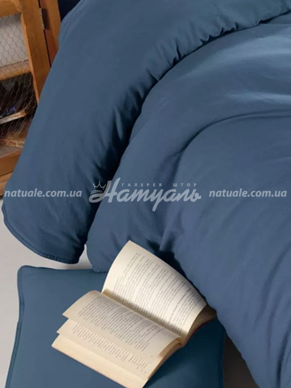 Постельный комплект полуторный ARYA Natural Stone Washed хлопок 160х220см изумруд
