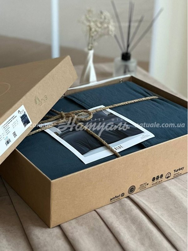 Постельный комплект полуторный ARYA Natural Stone Washed хлопок 160х220см изумруд