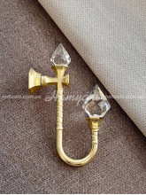 Держатель для штор и тюля Кристалл Капля двойной золотистый