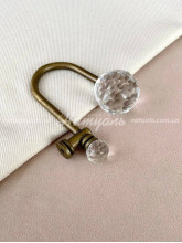 Держатель для штор и тюля Шар кристалл двойной античное золото