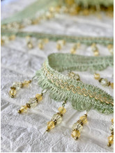 Бахрома Стеклярус Мята-Золото