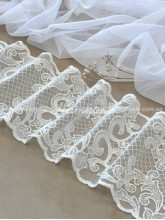 Кружево для штор и тюля на сетке Долорес 90 мм молочное