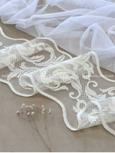 Кружево для штор и тюля на сетке Франка 100 мм молочное