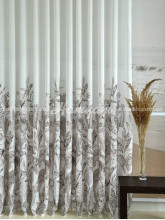 Тюль лен с печатью Ферн фисташковый