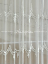 Тюль бамбук вышитый Мальва  Молочный